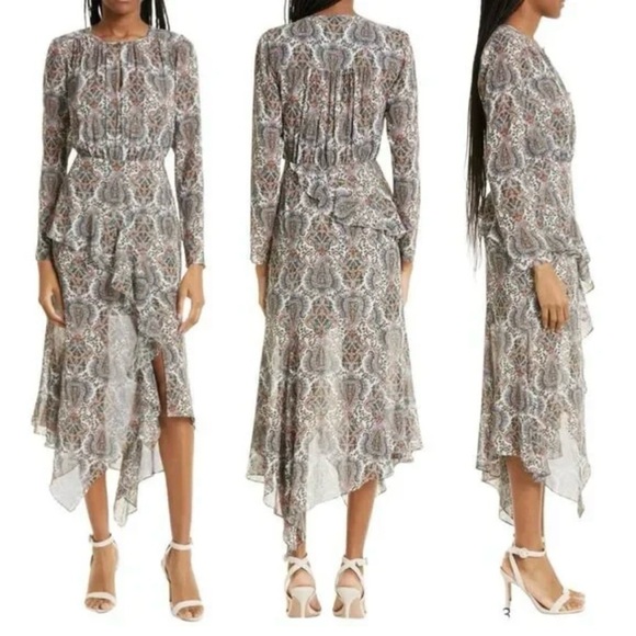 NWT Veronica Beard Sazane Boho Paisley Midi Dress Size 4 - Picture 1 of 16